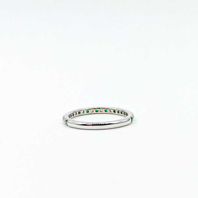 Ring Bridal .25ctw Round Diamonds .30ctw Emeralds 14kw 2mm Sz7 1.8g 125120060