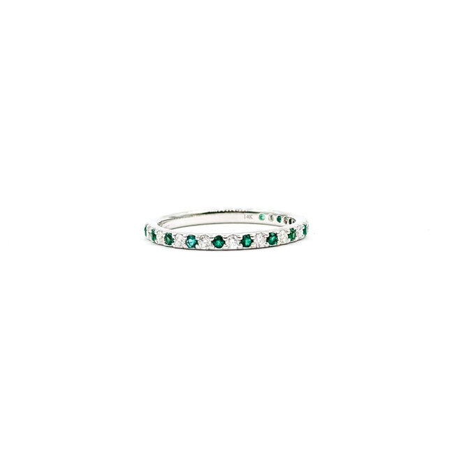 Ring Bridal .25ctw Round Diamonds .30ctw Emeralds 14kw 2mm Sz7 1.8g 125120060