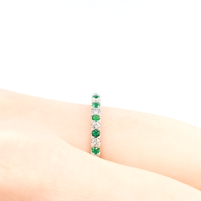 Ring Bridal .25ctw Round Diamonds .30ctw Emeralds 14kw 2mm Sz7 1.8g 125120060