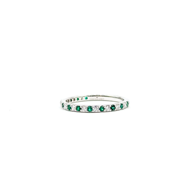 Ring Bridal .25ctw Round Diamonds .30ctw Emeralds 14kw 2mm Sz7 1.8g 125120060