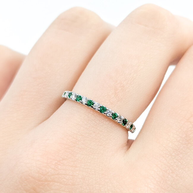 Ring Bridal .25ctw Round Diamonds .30ctw Emeralds 14kw 2mm Sz7 1.8g 125120060