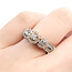 Ring 3-Stone Halo Milgrain & Wheat 1.00ctw Round Diamonds 14ktt 4.75mm Sz5.5 5.27g 125120002
