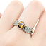 Ring 3-Row .05ctw Round Diamonds 1.60ct Orange Zircon 14kw Sz6.75 7.6g 225120035