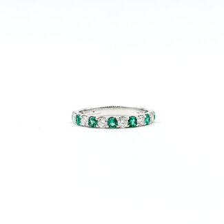 Ring Bridal .40ctw Round Diamonds 0.5ctw Emeralds 14kw 2.7mm Sz6.5 2.3g 125120061