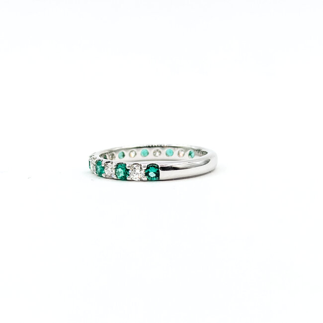 Ring Bridal .40ctw Round Diamonds 0.5ctw Emeralds 14kw 2.7mm Sz6.5 2.3g 125120061