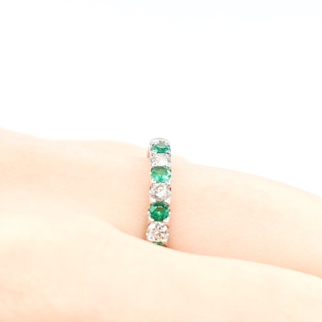 Ring Bridal .40ctw Round Diamonds 0.5ctw Emeralds 14kw 2.7mm Sz6.5 2.3g 125120061