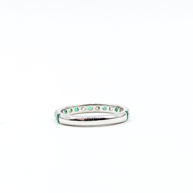Ring Bridal .40ctw Round Diamonds 0.5ctw Emeralds 14kw 2.7mm Sz6.5 2.3g 125120061