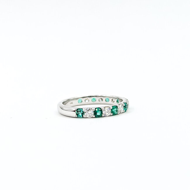 Ring Bridal .40ctw Round Diamonds 0.5ctw Emeralds 14kw 2.7mm Sz6.5 2.3g 125120061