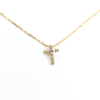 Pendant Cross .10ctw Round Diamonds 18ky 9.5x7.5mm 15.5" 1.55g 125120103