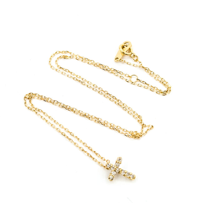 Pendant Cross .10ctw Round Diamonds 18ky 9.5x7.5mm 15.5" 1.55g 125120103