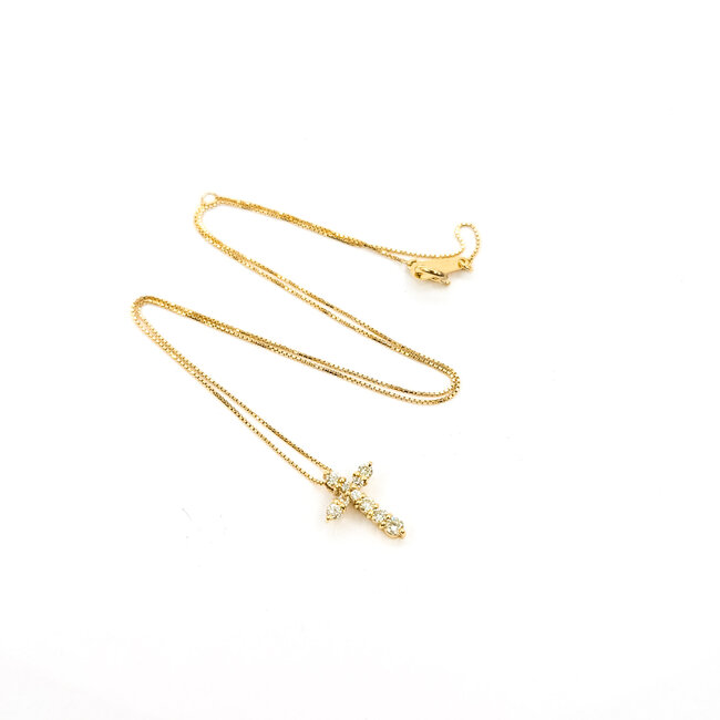 Pendant Cross .30ctw Round Diamonds 18ky 14x10mm 14-15.5" 2.22g 125120102