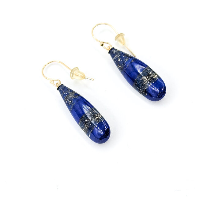 Earrings Drop Lapis 14ky 28.5mm 5g 225120036