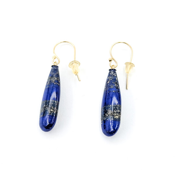 Earrings Drop Lapis 14ky 28.5mm 5g 225120036