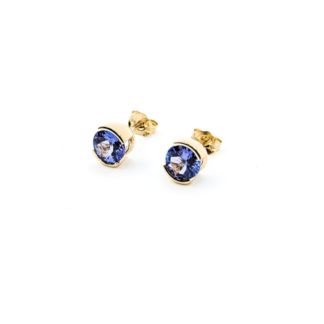 Earrings Stud 1.60ct Tanzanite 14ky 6.2mm 1.73g 125120011