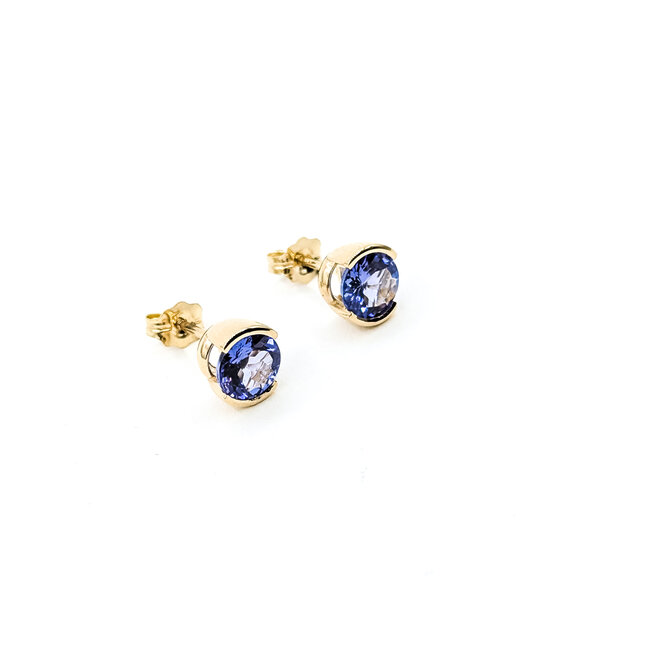 Earrings Stud 1.60ct Tanzanite 14ky 6.2mm 1.73g 125120011