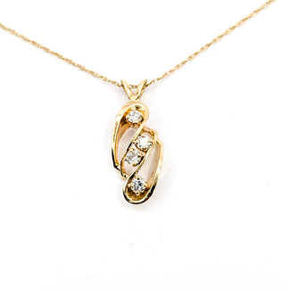 Pendant Scattered .30ctw Round Diamonds 14ky 1x.4" 19" 2.44g 125120105