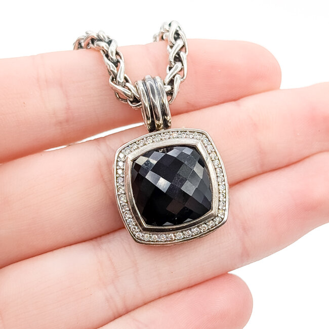 Pendant David Yurman Albion .28ctw Round Diamonds 6.30ctw Black Onyx SS 18" 36.34g 226012003