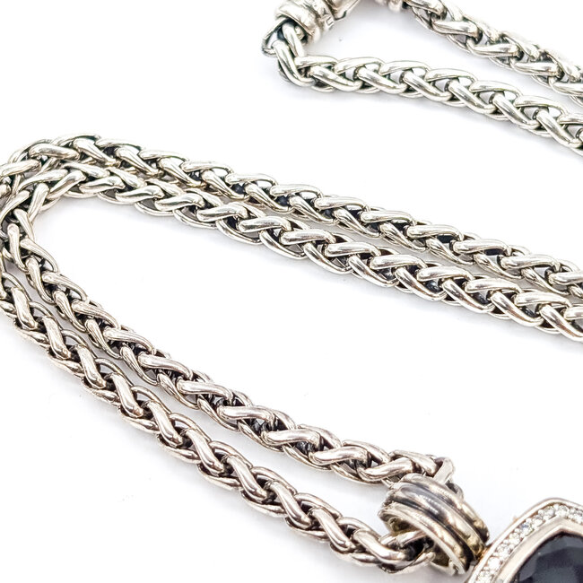 Pendant David Yurman Albion .28ctw Round Diamonds 6.30ctw Black Onyx SS 18" 36.34g 226012003