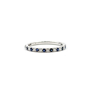 Ring Bridal .20ctw Round Diamonds .25ctw Blue Sapphire 14kw 1.8mm Sz6.5 1.6g 125120064