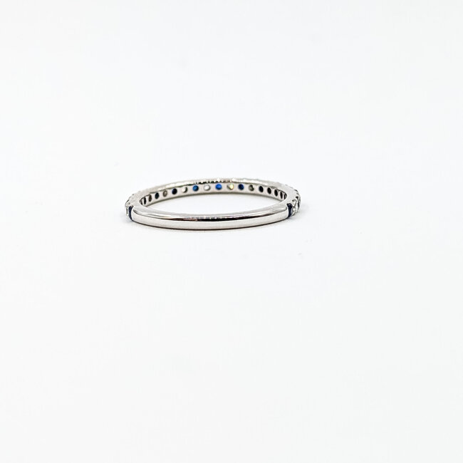 Ring Bridal .20ctw Round Diamonds .25ctw Blue Sapphire 14kw 1.8mm Sz6.5 1.6g 125120064