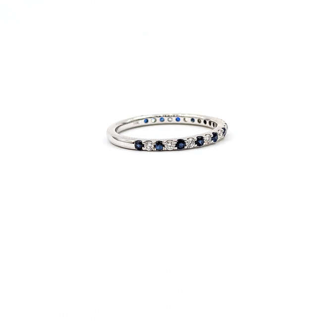Ring Bridal .20ctw Round Diamonds .25ctw Blue Sapphire 14kw 1.8mm Sz6.5 1.6g 125120064