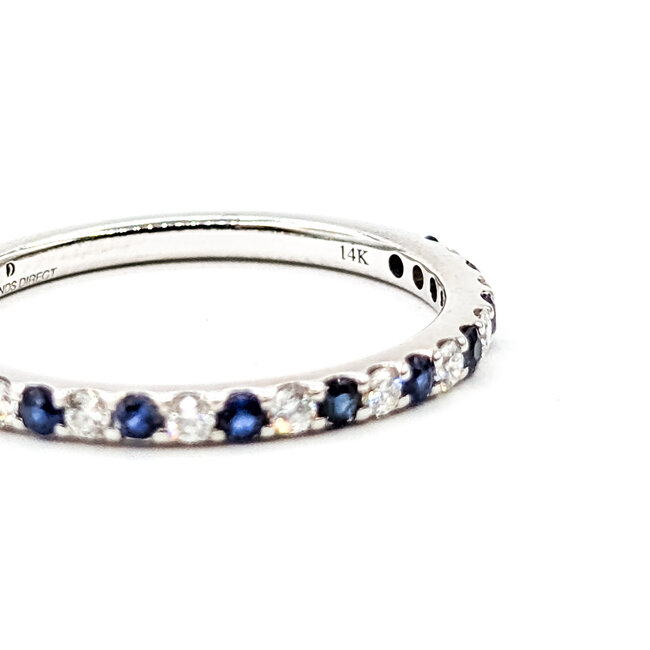 Ring Bridal .20ctw Round Diamonds .25ctw Blue Sapphire 14kw 1.8mm Sz6.5 1.6g 125120064