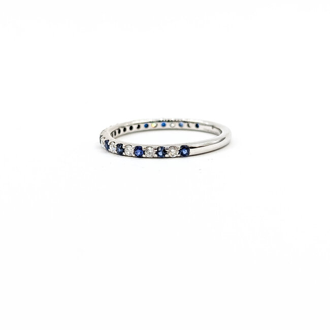 Ring Bridal .20ctw Round Diamonds .25ctw Blue Sapphire 14kw 1.8mm Sz6.5 1.6g 125120064