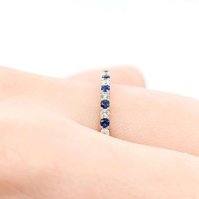 Ring Bridal .20ctw Round Diamonds .25ctw Blue Sapphire 14kw 1.8mm Sz6.5 1.6g 125120064