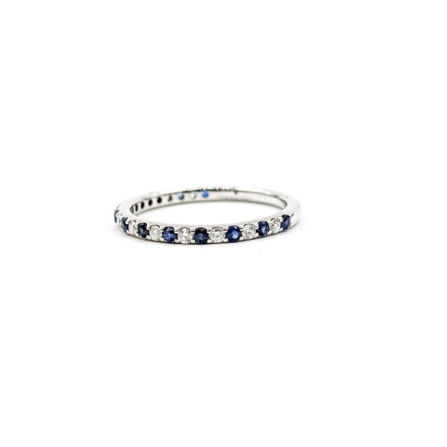 Ring Bridal .20ctw Round Diamonds .25ctw Blue Sapphire 14kw 1.8mm Sz6.5 1.6g 125120064