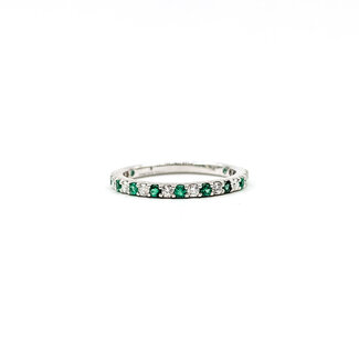 Ring Bridal .25ctw Round Diamonds .30ctw Emerald 14kw 2mm Sz4.75 1.7g 125120097