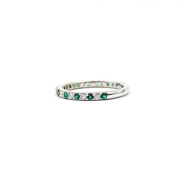 Ring Bridal .25ctw Round Diamonds .30ctw Emerald 14kw 2mm Sz4.75 1.7g 125120097