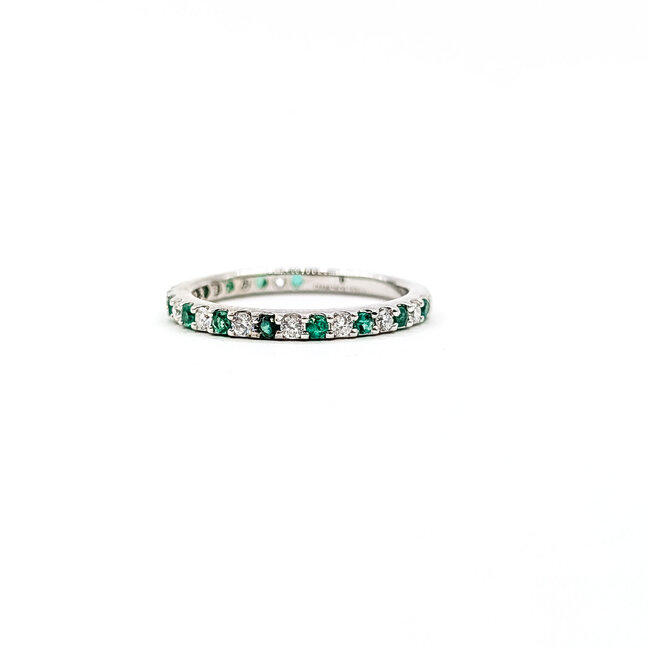 Ring Bridal .25ctw Round Diamonds .30ctw Emerald 14kw 2mm Sz4.75 1.7g 125120097