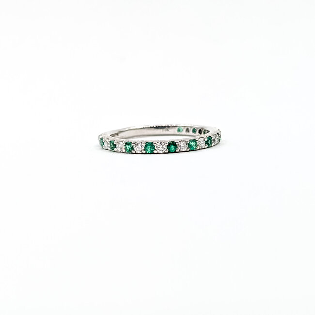 Ring Bridal .25ctw Round Diamonds .30ctw Emerald 14kw 2mm Sz4.75 1.7g 125120097