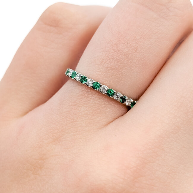 Ring Bridal .25ctw Round Diamonds .30ctw Emerald 14kw 2mm Sz4.75 1.7g 125120097