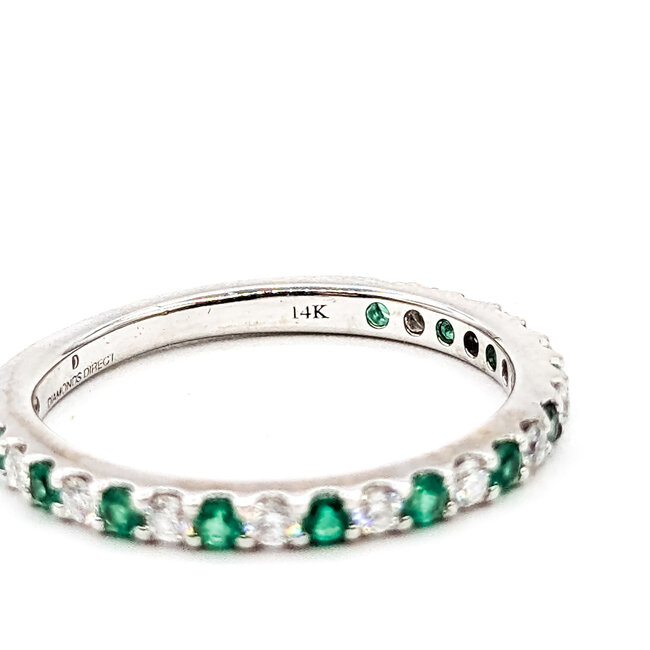 Ring Bridal .25ctw Round Diamonds .30ctw Emerald 14kw 2mm Sz4.75 1.7g 125120097