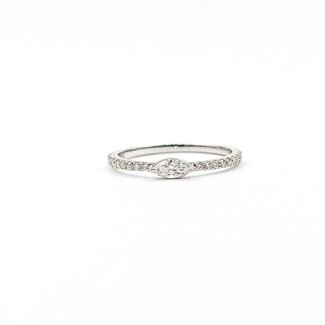 Ring East/West .15ct Marquise .16ctw Round Diamonds 14kw 1.5mm sz6.75 1.4g 125060014