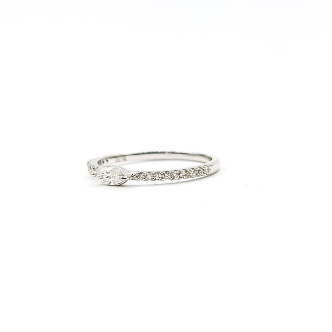 Ring East/West .15ct Marquise .16ctw Round Diamonds 14kw 1.5mm sz6.75 1.4g 125060014