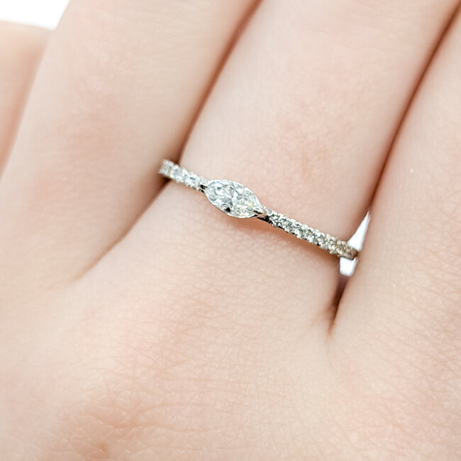 Ring East/West .15ct Marquise .16ctw Round Diamonds 14kw 1.5mm sz6.75 1.4g 125060014