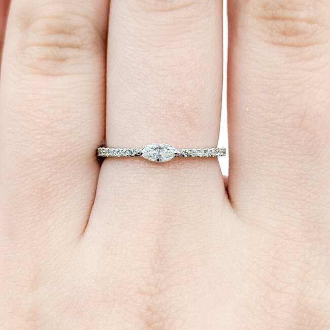 Ring East/West .15ct Marquise .16ctw Round Diamonds 14kw 1.5mm sz6.75 1.4g 125060014