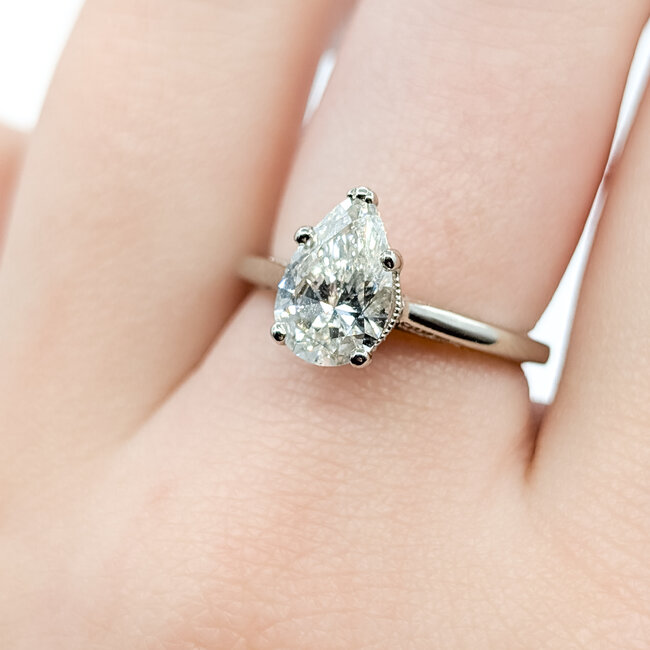 Ring Tacori Diamond 1.51ct Pear Lab Grown Diamond IGI: 747576197 .07ctw Round Diamonds 950pt sz6 124050164