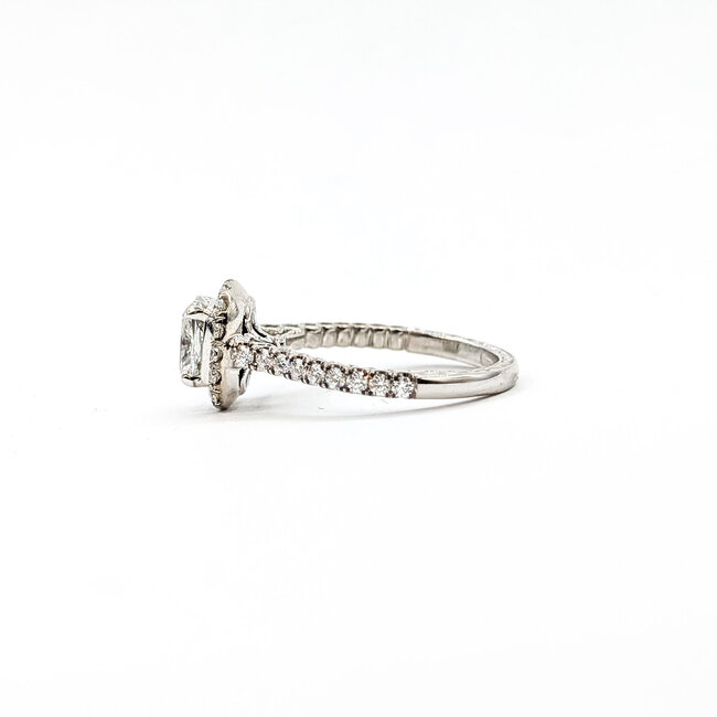 Ring Engagement 1.11ct Cushion Lab Grown Diamond IGI: 620404945 .50ctw Round Diamonds 18kw sz5.25 124050150