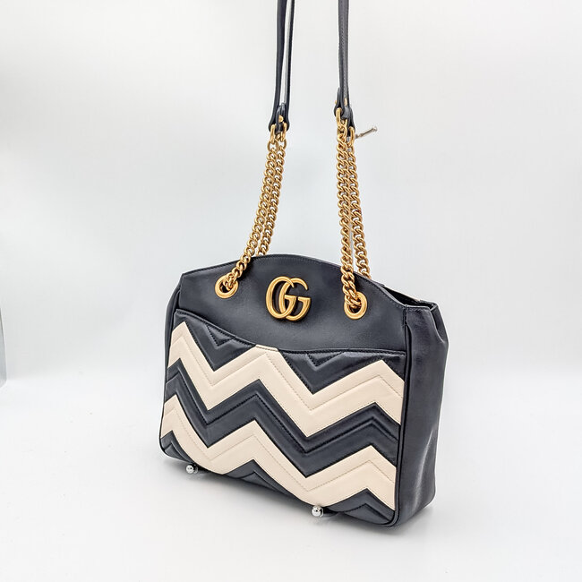 Handbag Gucci GG Marmont Black & White 126015101