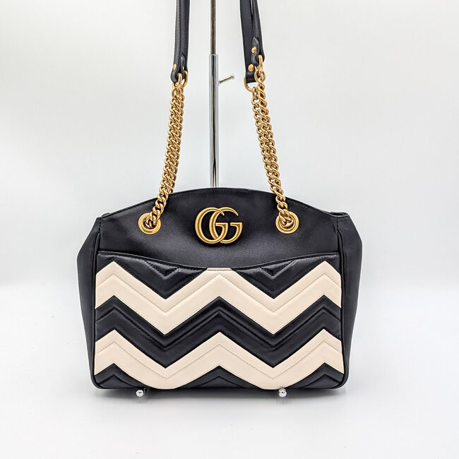 Handbag Gucci GG Marmont Black & White 126015101