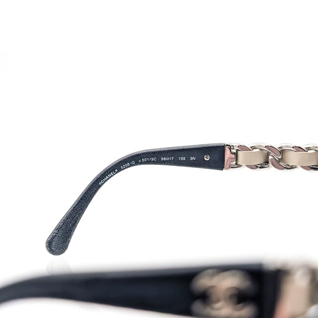 Sunglass Chanel Square Black Frame Beige Chain 125125069