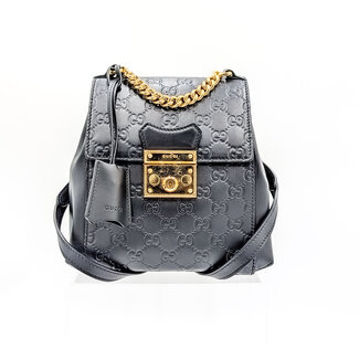 Backpack Gucci GG Guccissima Padlock Black Leather 126015095