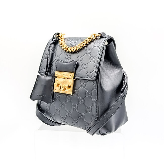 Backpack Gucci GG Guccissima Padlock Black Leather 126015095