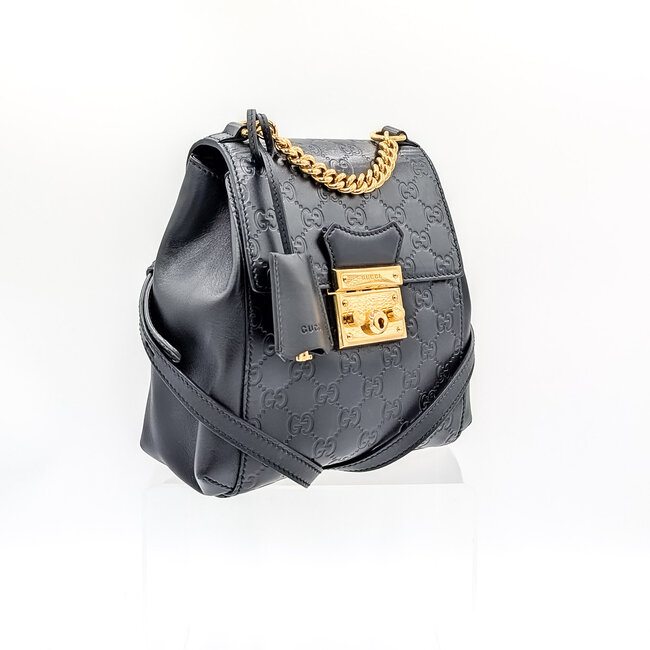 Backpack Gucci GG Guccissima Padlock Black Leather 126015095