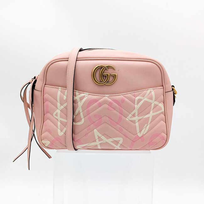 Handbag Gucci Ghost Graffiti GG Marmont Pink 126015093