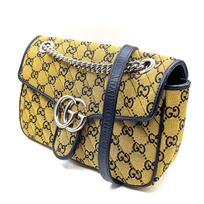 Handbag Gucci Marmont Matelasse Canvas & Navy Leather 125095084