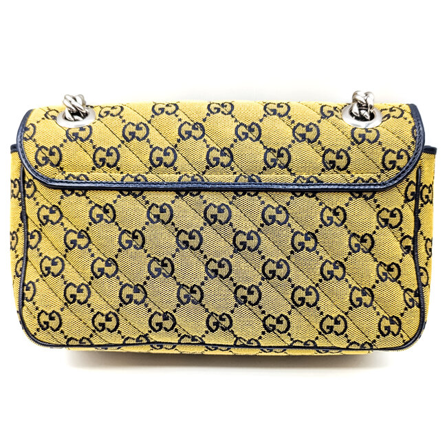 Handbag Gucci Marmont Matelasse Canvas & Navy Leather 125095084